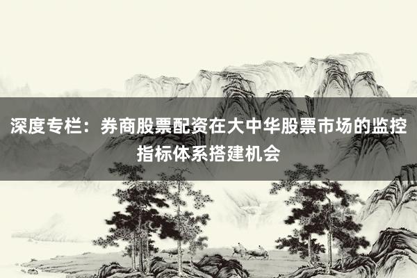 深度专栏：券商股票配资在大中华股票市场的监控指标体系搭建机会